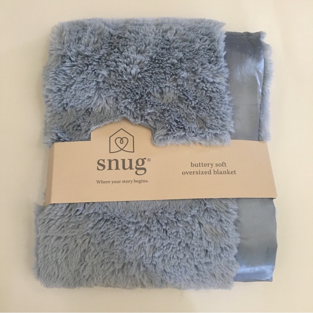 NEW Baby Blanket with Satin Trim Edges Blue Cozy Baby Gift | SNUG